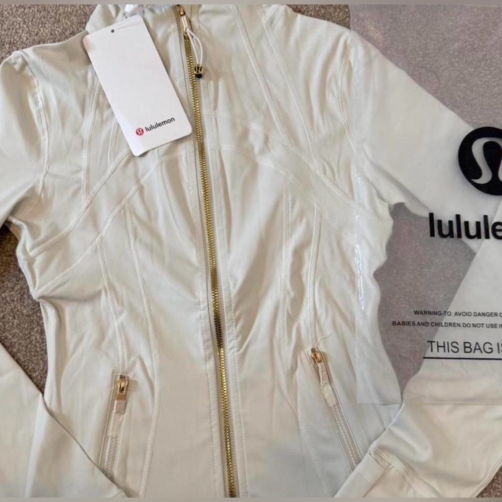 Lululemon White Define Jacket with Gold Zipper